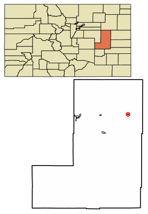Location of the Town of Arriba in Lincoln County, Colorado.