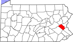 Map of Pennsylvania highlighting Lehigh County