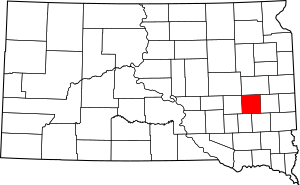 Map of South Dakota highlighting Miner County