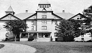 External, front view of residential school.