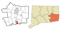 Location of Groton within New London County, Connecticut