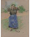 Paysanne Nouant son Foulard by Camille Pissarro