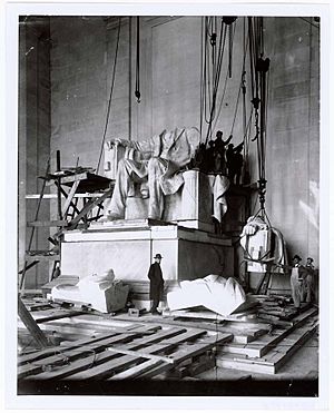 Photograph of the Abraham Lincoln Statue Installation in the Lincoln Memorial, Washington, D.C., 1920