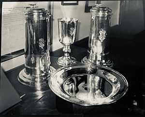 Queen Anne silver Communion Service by Francis Garthone, St. Paul's Church, Halifax, Nova Scotia