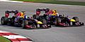 Sebastian Vettel overtaking Mark Webber 2013 Malaysia 1