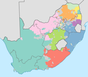 South Africa dominant language map