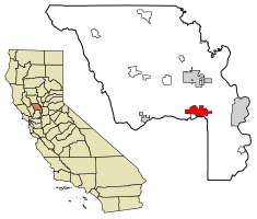 Location of Davis in Yolo County, California