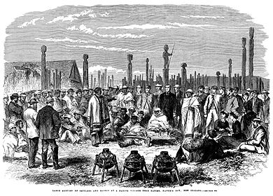 1863 Meeting of Settlers and Maoris at Hawke's Bay, New Zealand