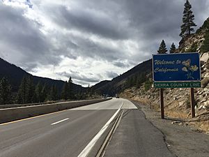 2015-10-28 11 12 27 "Welcome to California" sign along westbound Interstate 80 entering Sierra County, California from Washoe County, Nevada
