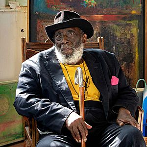 A portrait of Sir Frank Bowling in his studio by Sacha Bowling.jpg