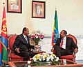 Abiy Ahmed and Isaias Afwerki speaking in Eritrea 2019