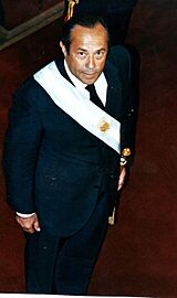 Adolfo Rodríguez Saá con banda presidencial
