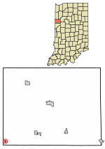 Location of Ambia in Benton County, Indiana.