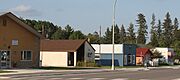 Businesses, Lake County Scenic Byway at Graceson Avenue, north side, Akeley, Minnesota