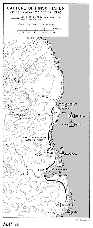 Capture of Finschhafen map (Miller)