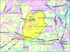 Census Bureau map of Monroe Township, Middlesex County, New Jersey.  <mapframe text="Interactive map of Monroe Township, Middlesex County, New Jersey" zoom="8" width="300" height="300"> {   "type": "ExternalData",   "service": "geoshape",   "ids": "Q224781" } </mapframe>