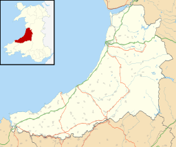 Map showing the location of Sarn Gynfelyn