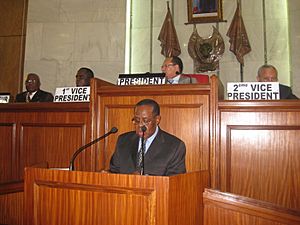 Charles Mwando Nsimba addressing the Senate of the Democratic Republic of the Congo