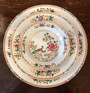 Chinese Export Hard Paste Famille Rose Double Peacock Plates