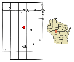 Location of Greenwood in Clark County, Wisconsin.