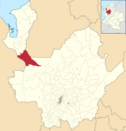 Location of the municipality and town of Mutatá in the Antioquia Department of Colombia