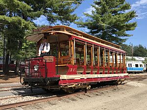 Conductor operates Biddeford & Saco car 31