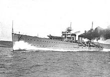 Crucero rápido Almirante Cervera durante pruebas velocidad en 1928