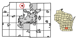 Location of Dane in Dane County, Wisconsin.