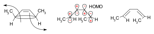 Dimethylcyclobutene ring opening mechanism frontier-orbital method