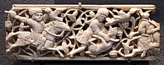 Egitto, cairo, placca decorativa in avorio, XI sec - Louvre - OA 6265-1