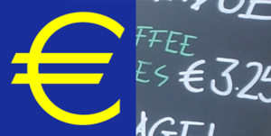 Euro logo plus character