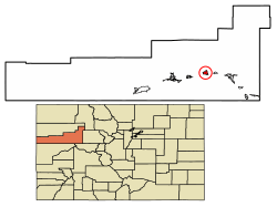 Location of New Castle in Garfield County, Colorado.