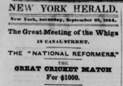 Great Cricket Match 1844 (New York Herald)
