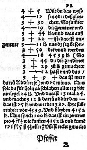 Johannes Widmann-Mercantile Arithmetic 1489