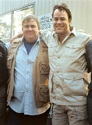 John Candy and Dan Aykroyd during production of The Great Outdoors
