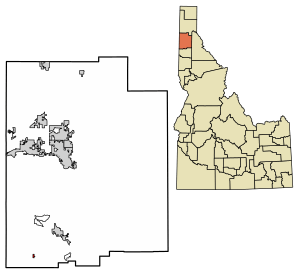 Location of Worley in Kootenai County, Idaho.