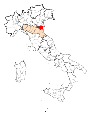 Map with the province of Ferrara in Italy