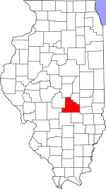 Map of Illinois highlighting Shelby County