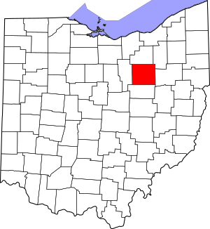Map of Ohio highlighting Wayne County
