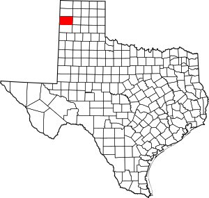 Map of Texas highlighting Oldham County