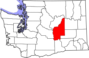Map of Washington highlighting Grant County