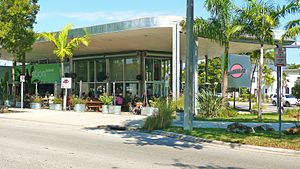 A MiMo restaurant on Biscayne Boulevard in the Upper Eastside. The Upper Eastside is famous for its post war MiMo architecture, and is home to the MiMo Biscayne Boulevard Historic District.