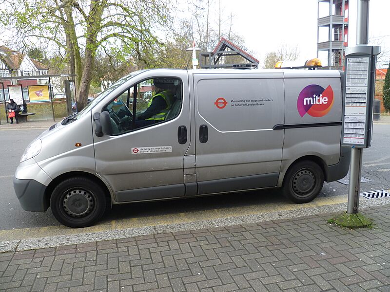 Mitie bus stop maintenance van
