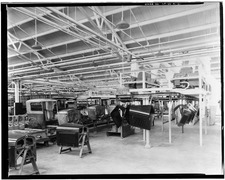 Neg. No. F-60, Apr 13, 1930, INTERIOR-ASSEMBLY BUILDING, HOOD CONVEYOR - Ford Motor Company Long Beach Assembly Plant, Assembly Building, 700 Henry Ford Avenue, Long Beach, HAER CAL,19-LONGB,2-A-80