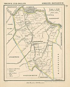 Netherlands, Zoeterwoude, map of 1867