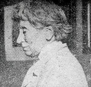 Newsprint photo of woman in profile