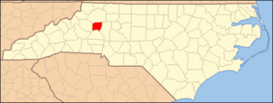 North Carolina Map Highlighting Alexander County