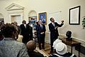 President Barack Obama views the Emancipation Proclamation in the Oval Office 2010-01-18