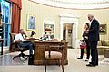 President Obama on the phone in the Oval Office with Secretary Kerry regarding the situation in Turkey (27716300004)
