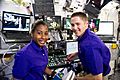 STS-131 Stephanie Wilson and James Dutton at robotic workstation